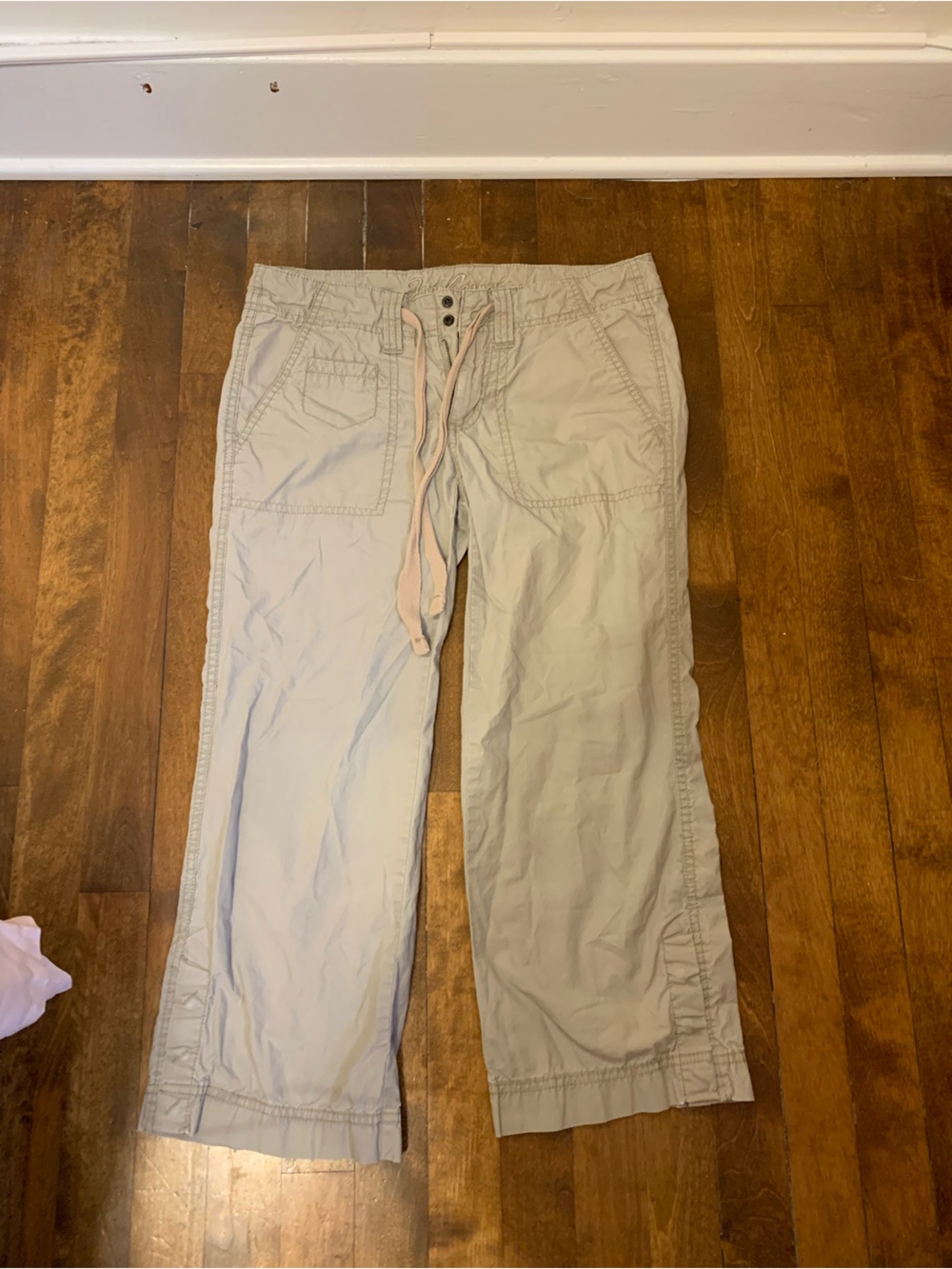 Women's Light Khaki Cargo Capris with Drawstring Waist